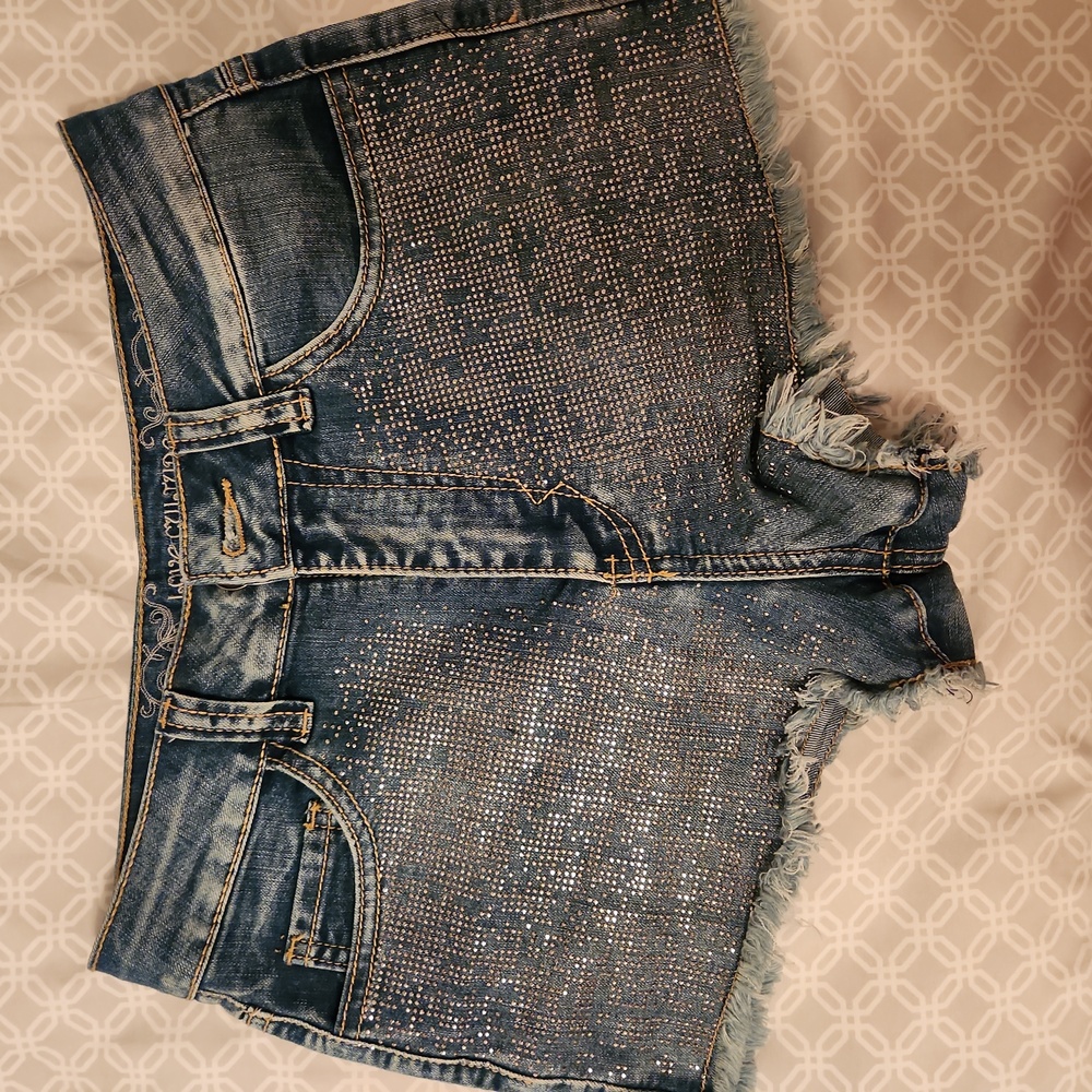 Love Culture Studded Front Denim Cutoff Shorts